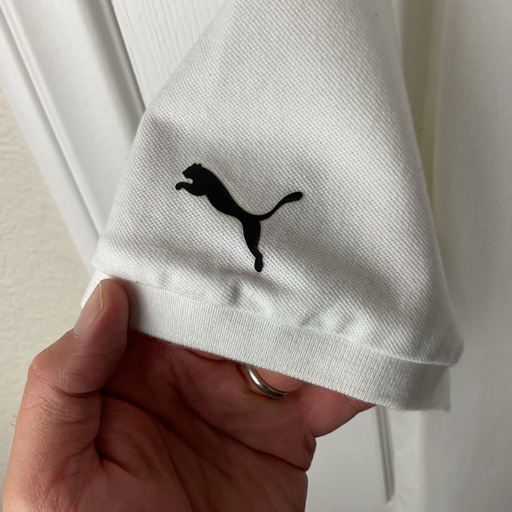 Puma x BMW Men's White Motorsport Asymmetrical Graphic Golf Polo Shirt Size L - Picture 5 of 14